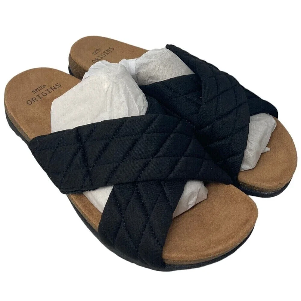 Earth Origins Oceana Size 6 Wide Women's Casual Sandal Black